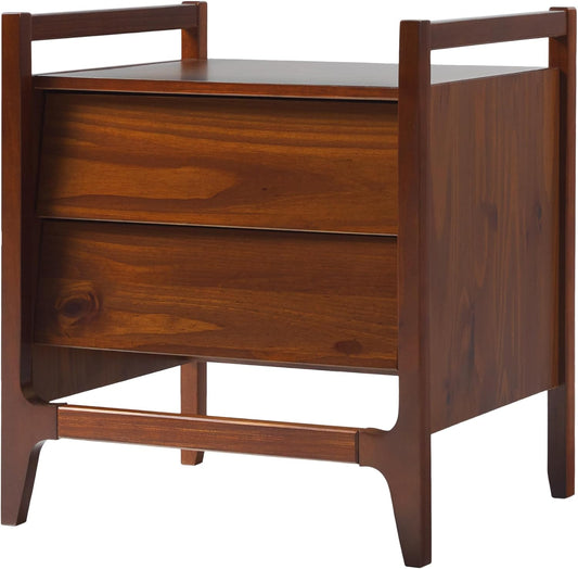 Leif Scandi Angled Drawer-Face Nightstand, 22 Inch, Walnut