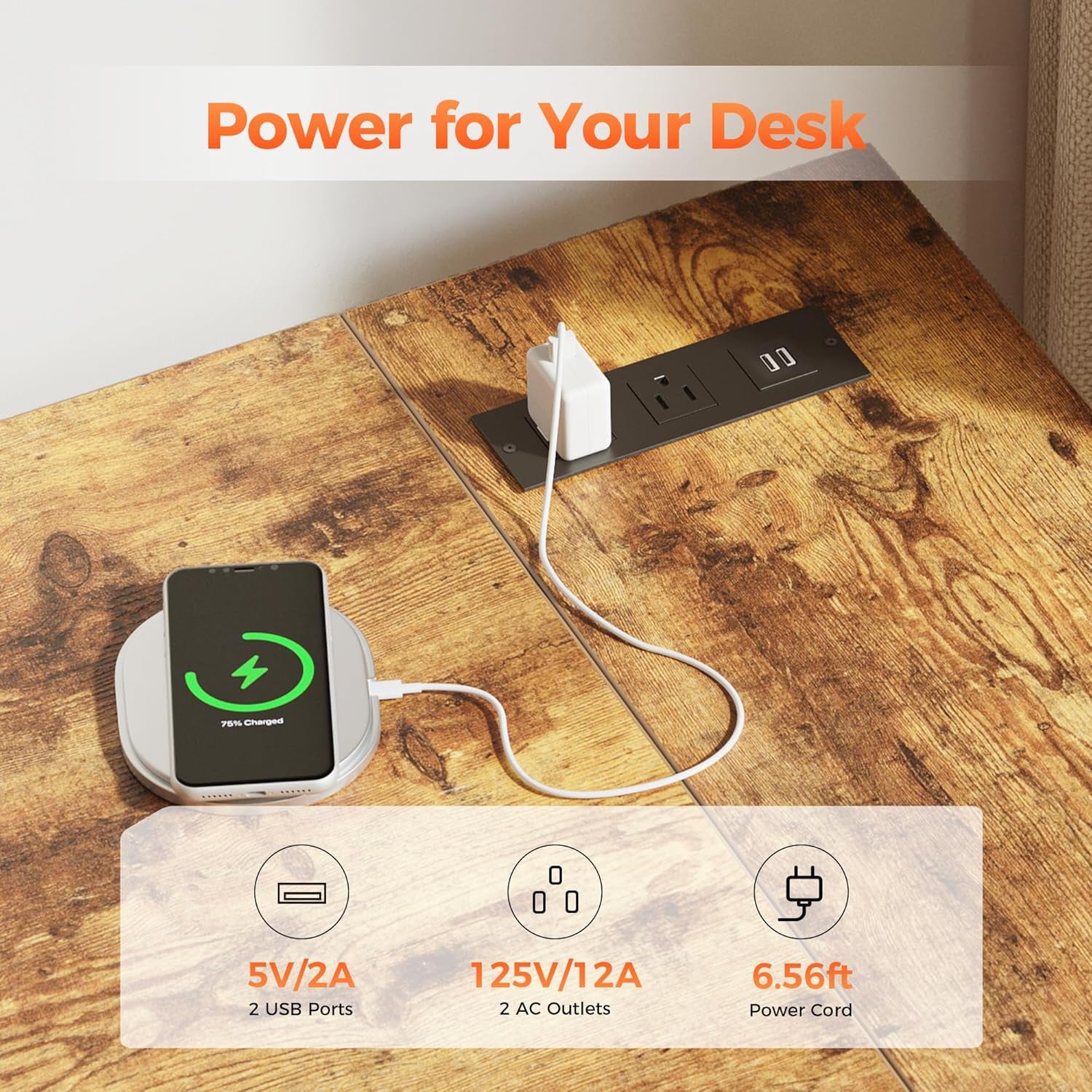 Small L Shaped Computer Desk with Power Outlets, Gaming Desk for Small Spaces, Corner Desk with Reversible Storage Shelves, Study Writing Table for Home Office