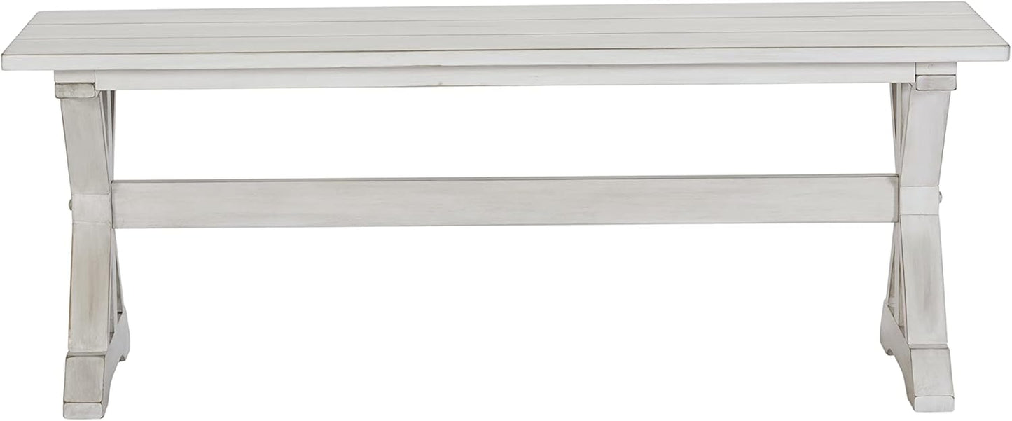 Jamestown Backless Dining Room Bench, Antique White