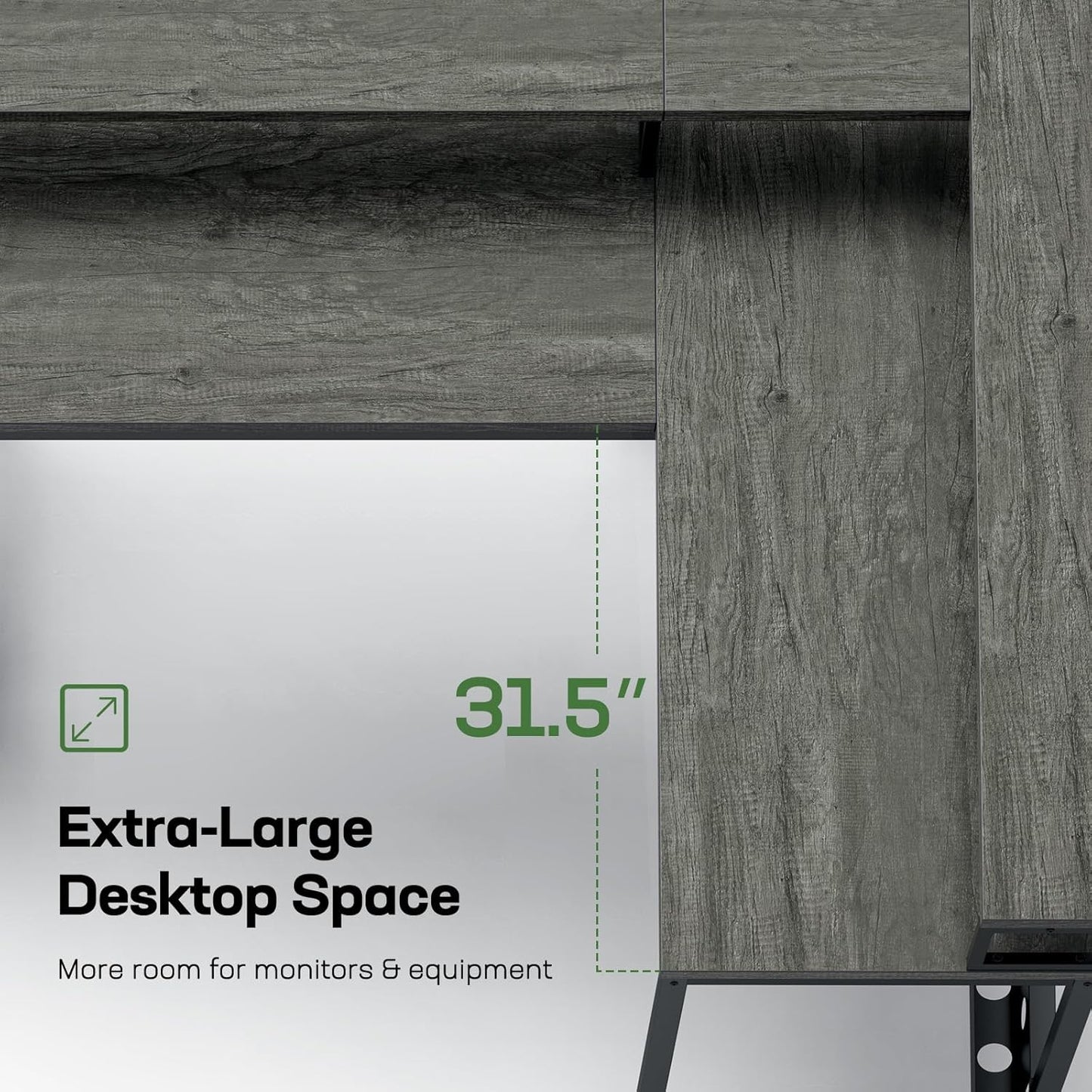 L-Shaped Computer Desk with Monitor Raiser & Printer Stand, Home Office Corner Desk with Power Outlets & LED Light, Ergonomic Gaming Desk with Cable Management Tray, Hooks, Grey