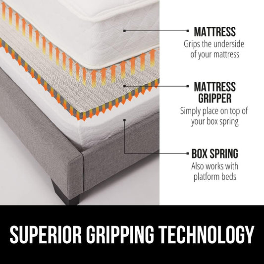 Non Slip Mattress Gripper, Prevents Mattresses from Sliding and Holds Bed in Place, Pad Grips Beds, Sofa, Couch, Chair Cushions and Helps Keep Topper from Slipping, Easy Trim Pads, Queen