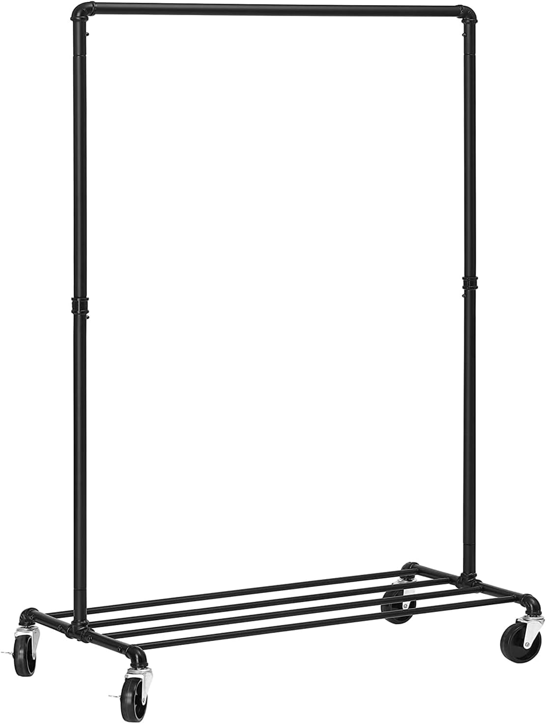 Heavy-Duty Clothes Rack, Double-Rod Clothing Rack for Hanging Clothes, Industrial Garment Rack on Wheels, Adjustable Metal Frame, 2 Casters with Brakes, Commercial Display, Black UHSR62BK