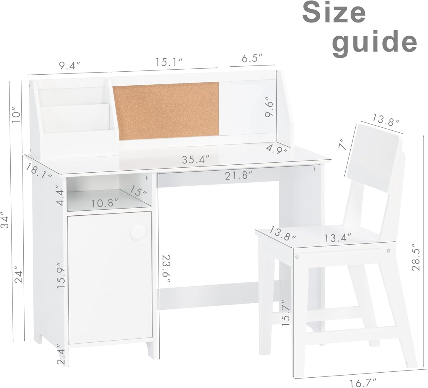 Kids Study Desk with Chair, Kids Desk and Chair Sets with Hutch for 3-8, Wooden Children Study Table, Student Writing Table Computer Workstation