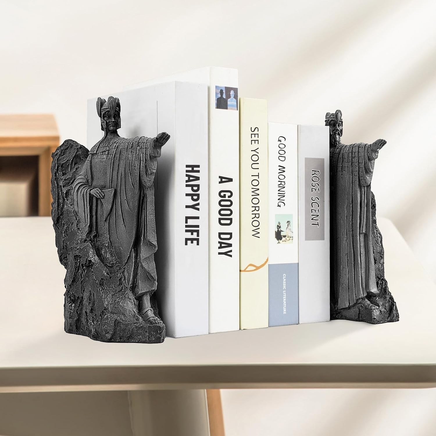 Bookends Height 9.5" Book Ends Decor Merchandise Resin,Gifts for Living Room Bedroom Office Decoration (9.5 Inch)