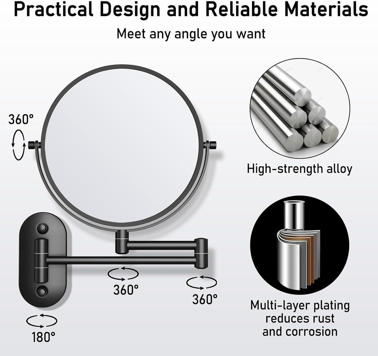 Wall Mounted Makeup Mirror with Magnification, 30X Magnifying Mirror for Wall, Bathroom Mirror for Shaving, Vanity Mirror Wall Mounted for Daily Use, 8 Inch