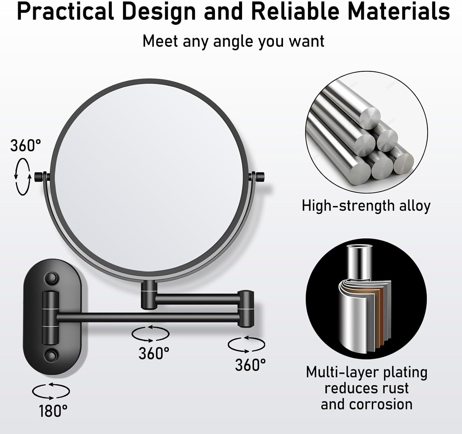 Wall Mounted Makeup Mirror with Magnification, 30X Magnifying Mirror for Wall, Bathroom Mirror for Shaving, Vanity Mirror Wall Mounted for Daily Use, 8 Inch