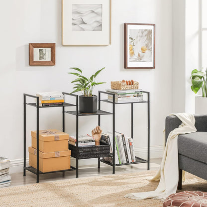 3-Tier Storage Rack, Bathroom Shelf, Extendable Plant Stand with Adjustable Shelf, for Bathroom, Living Room, Balcony, Kitchen, Black UBSC33BK