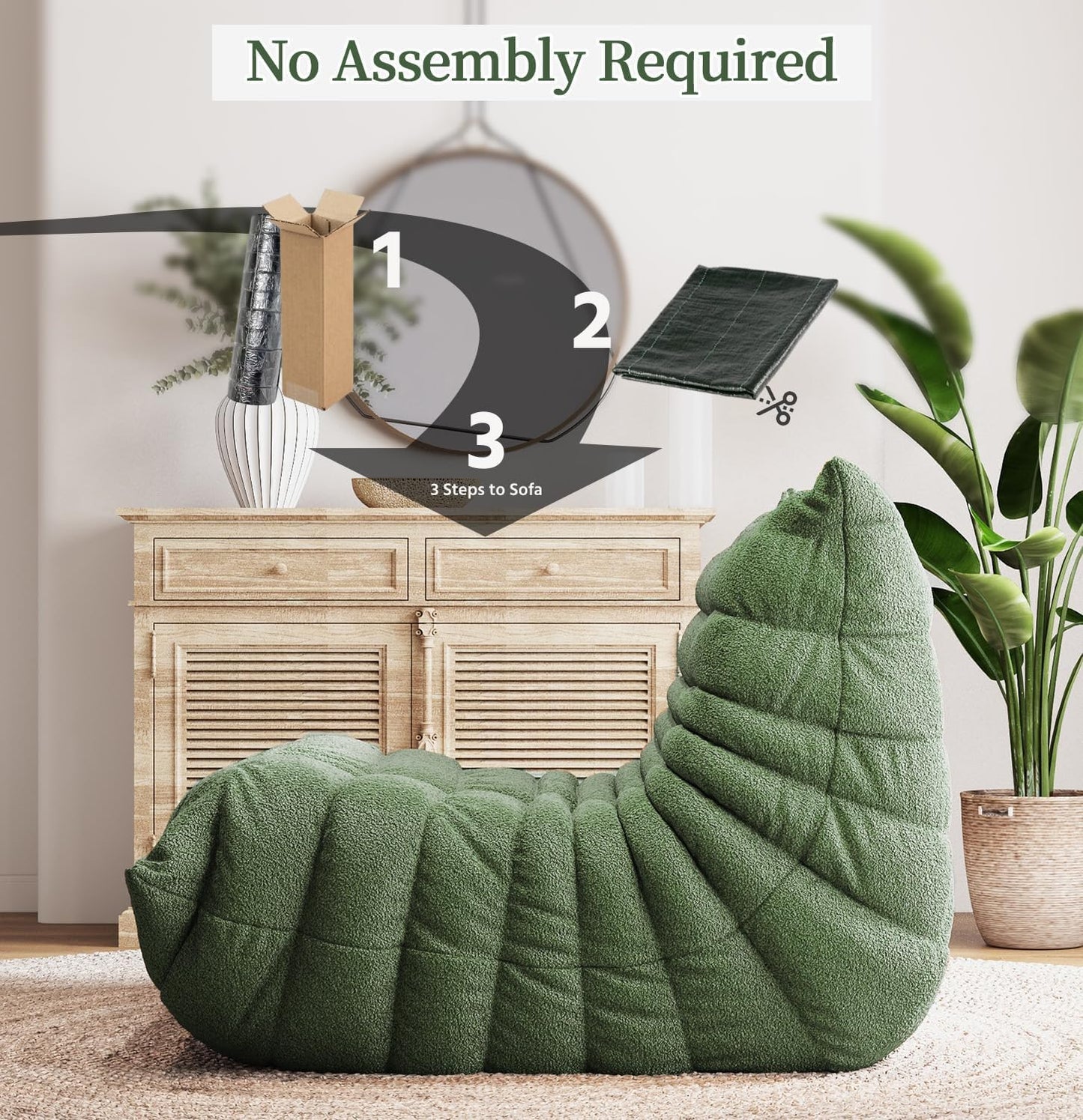 Bean Bag Chairs for Adults, Giant Beanbag Chair with Memory Foam, Comfy Lounge Chair Lazy Sofa for Apartment, Living Room, Bedroom, Office(Teddy Fabric)