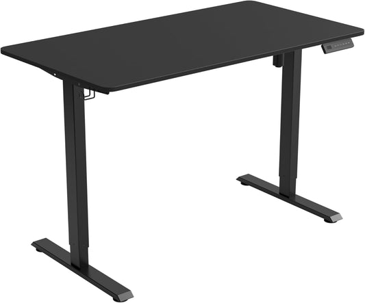 One-Piece Standing Desk Adjustable Height Stand up Home Office Desk, 48X24 Inch Electric Standing Computer Desk, with 4 Memory Presets, Headphone Hook, Black