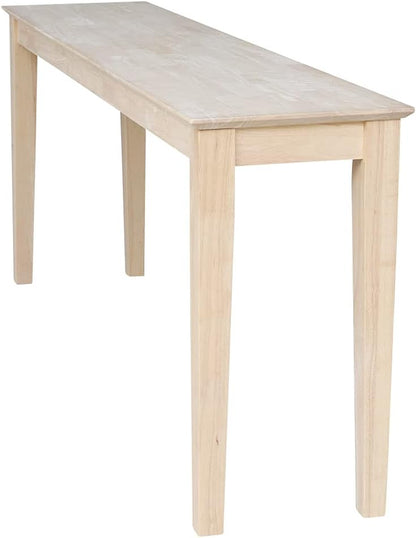 International Concepts Shaker Console Table, 72-Inch Long, Solid Parawood, Unfinished