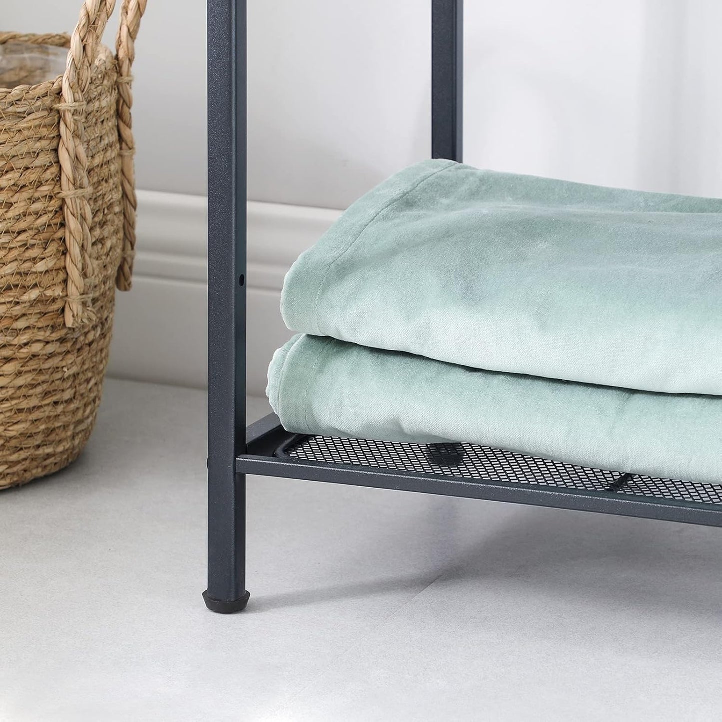 5-Tier Storage Rack, Bathroom Shelf, Extendable Plant Stand with Adjustable Shelf, for Bathroom, Living Room, Balcony, Kitchen, Black UBSC35BK, 11.8 X 15 X 50.4 Inches