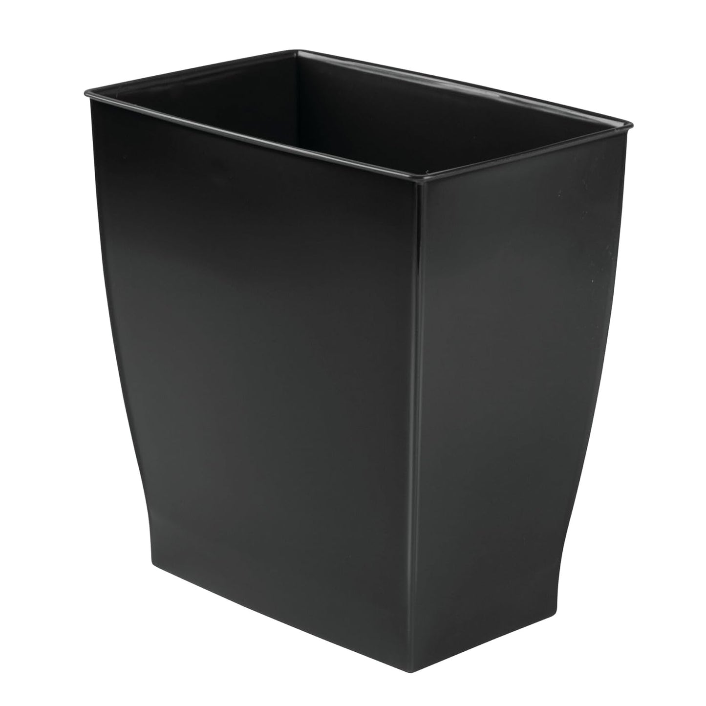 Idesign Small Plastic Bathroom Trash Can, Slim Rectangle Garbage Bin for Bedroom, Office, Dorm, Black