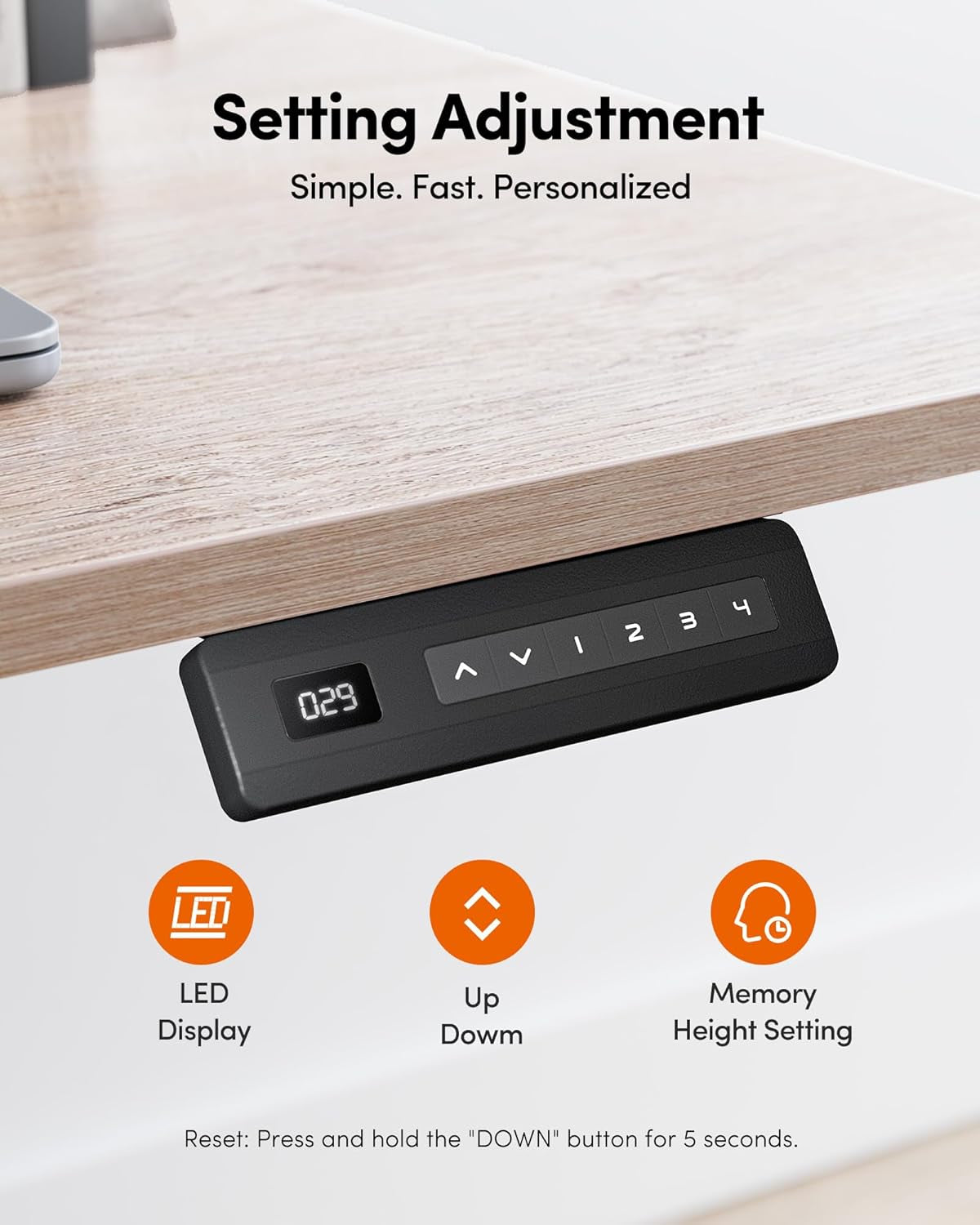 Standing Desk, 48 × 24 Inches Electric Height Adjustable, Sit and Stand Up, Computer Office Desk with Splice Board, White Frame/Maple TOP