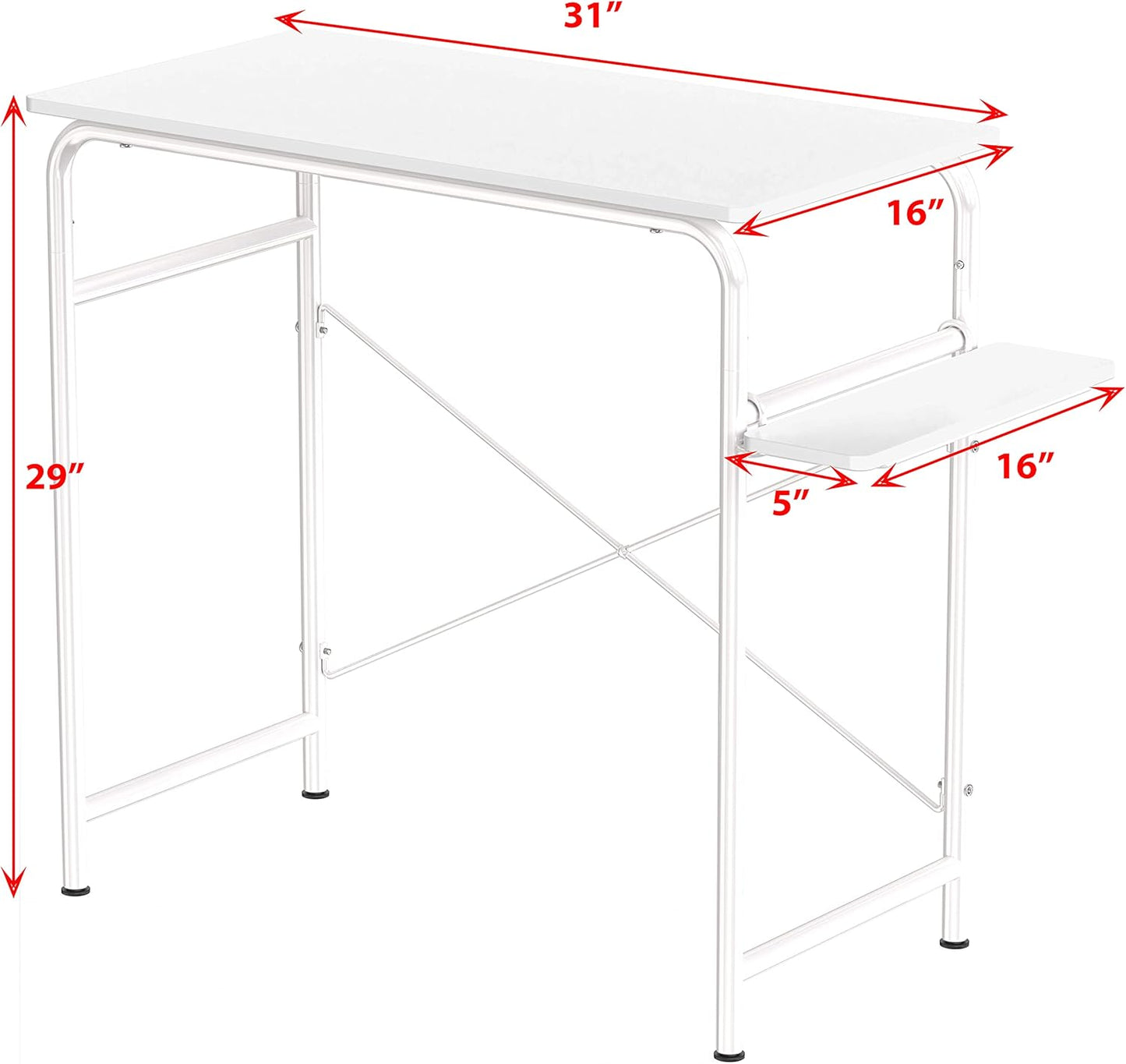 Small Gaming Home Office Computer Desk with Shelf, White