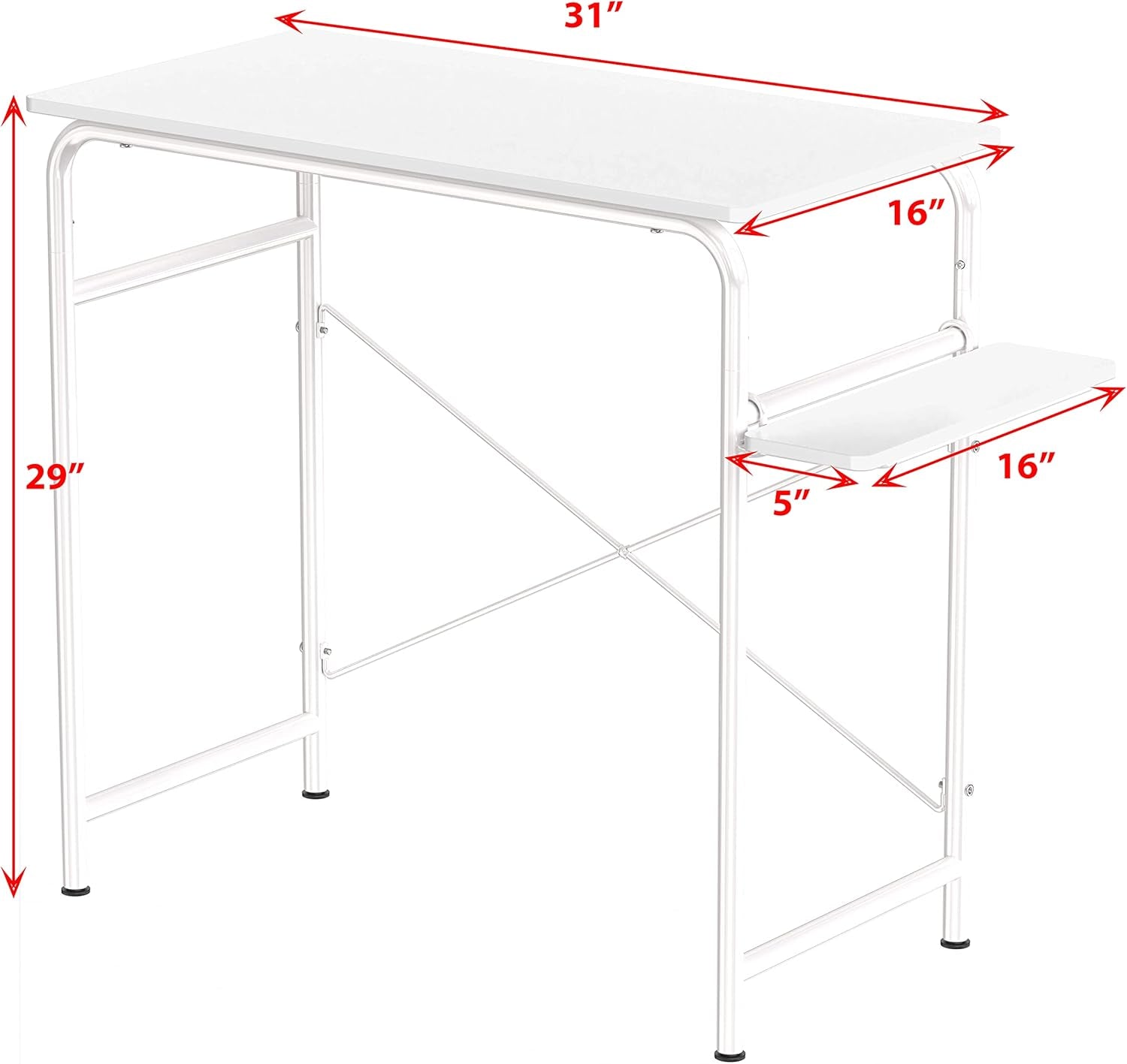 Small Gaming Home Office Computer Desk with Shelf, White