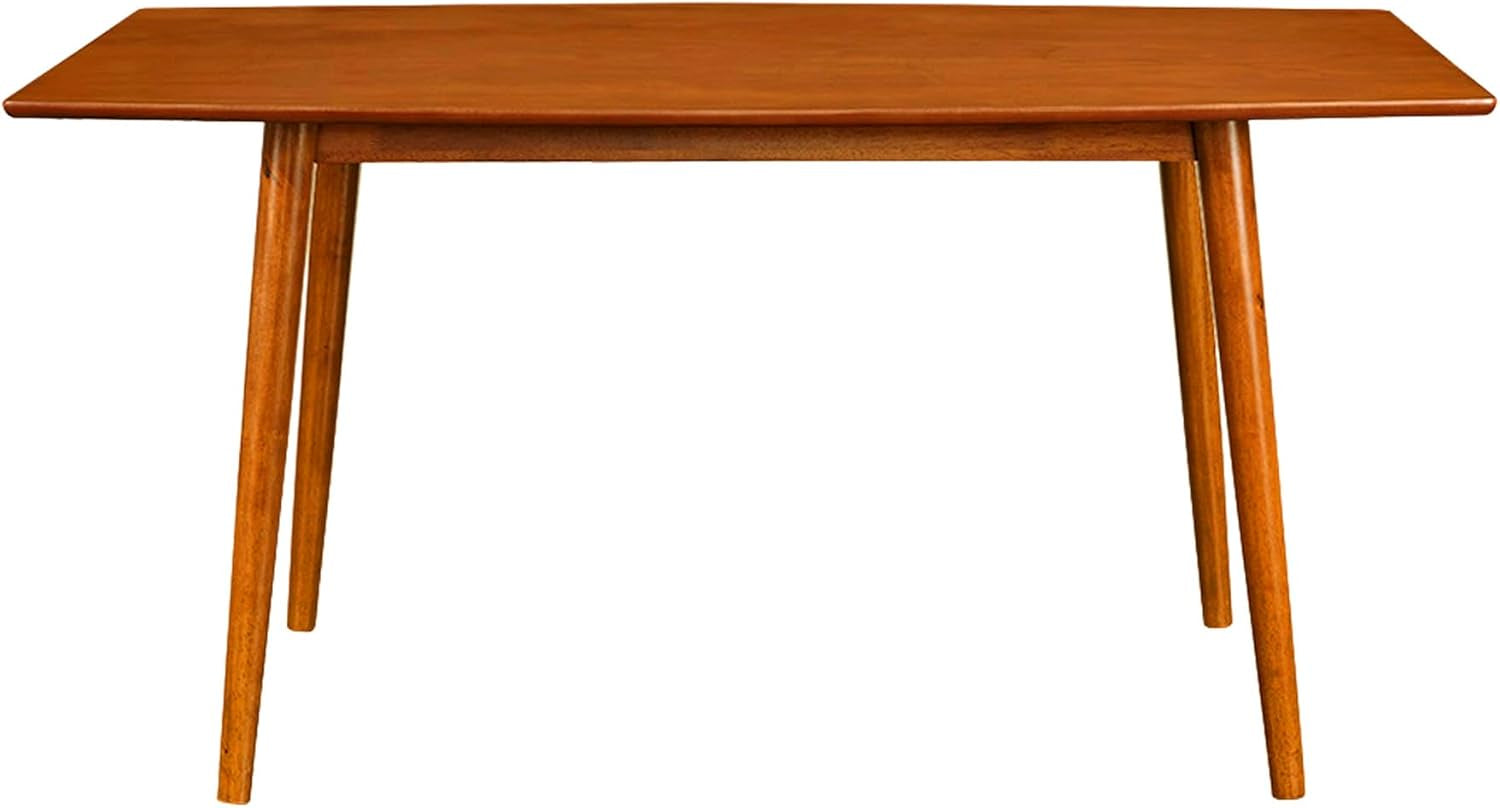 6 Person Mid Century Modern Wood Hairpin Rectangle Dining Room Kitchen Table Set Dining Chairs, 60 Inch, Brown