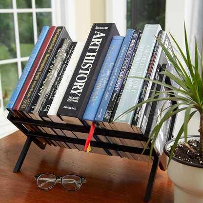 Record Storage Racks - Easy Assembly Vinyl Record Holder Stand 100 Lps | Sleek Matte Black LP Holder Stand | Multiuse Vinyl Storage Rack | Storage Rack for Books Magazines Files