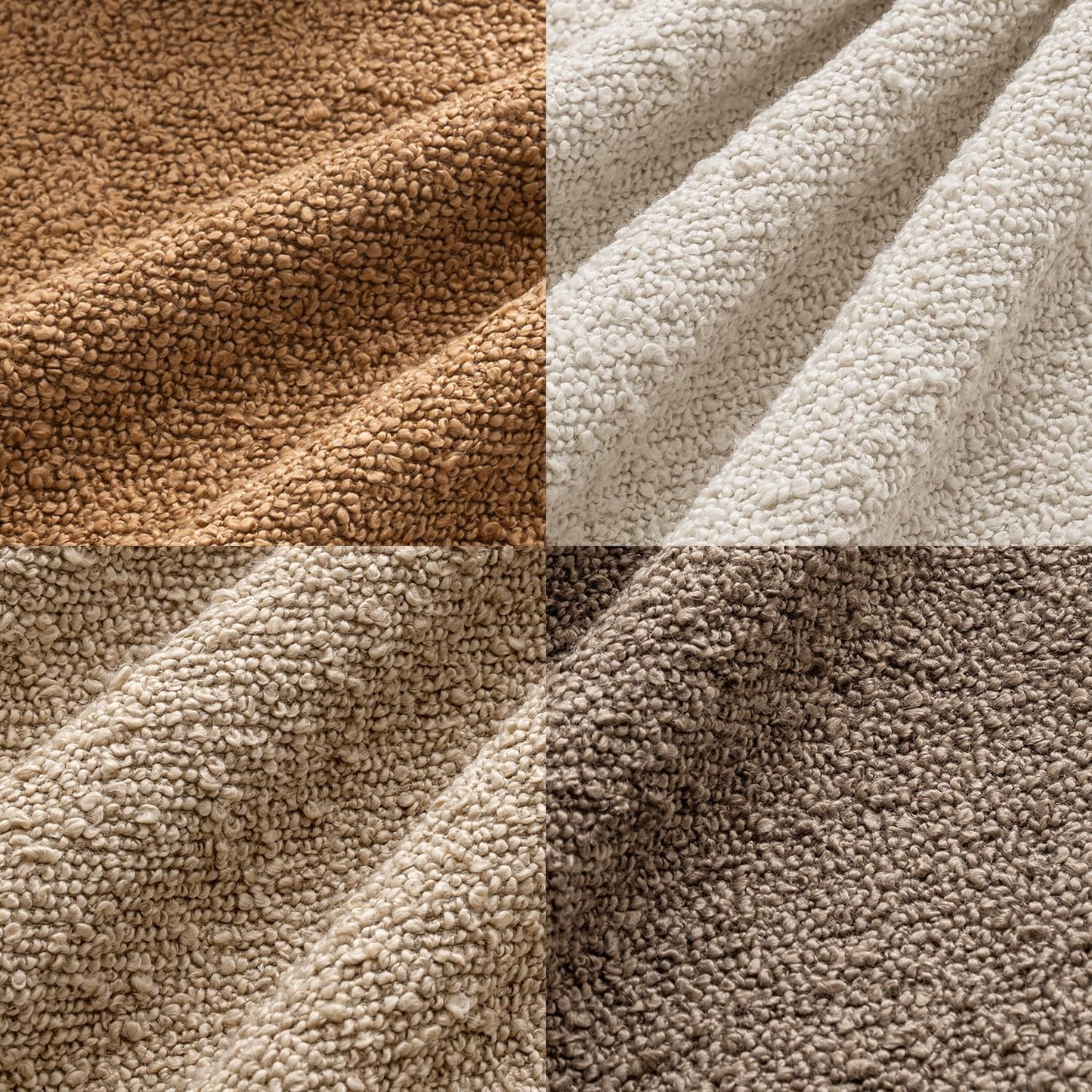 Pack of 4 Decorative Textured Boucle Throw Pillow Covers 18X18 Inch Neutral Brown Accent Solid Pillow Cases Couch Cushion Covers for Fall Modern Farmhouse Boho Chair Sofa Bed Room Home Decor