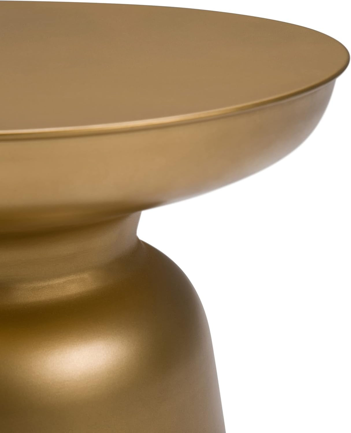 Toby Metal Table - 17 Inch Wide Solid Iron Drum Accent Table in Gold, Industrial Side or End Table for Living Room, Bedroom or Entryway with Sculptural Design, Assembled