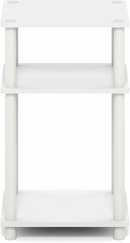 Turn-N-Tube Side Table, 3-Tier End Table with Open Shelf, Toolless Assembly Night Stand, Bedside Table, for Living Room, Bedroom, White