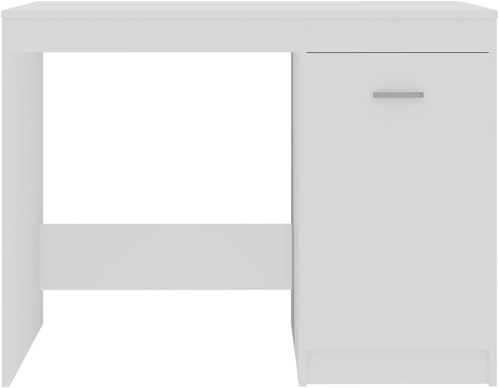 White Engineered Wood Compact Computer Desk, Rectangular Modern Office Desk for Home, Study, Small Spaces, 39.4 X 19.7 Inch Work Table