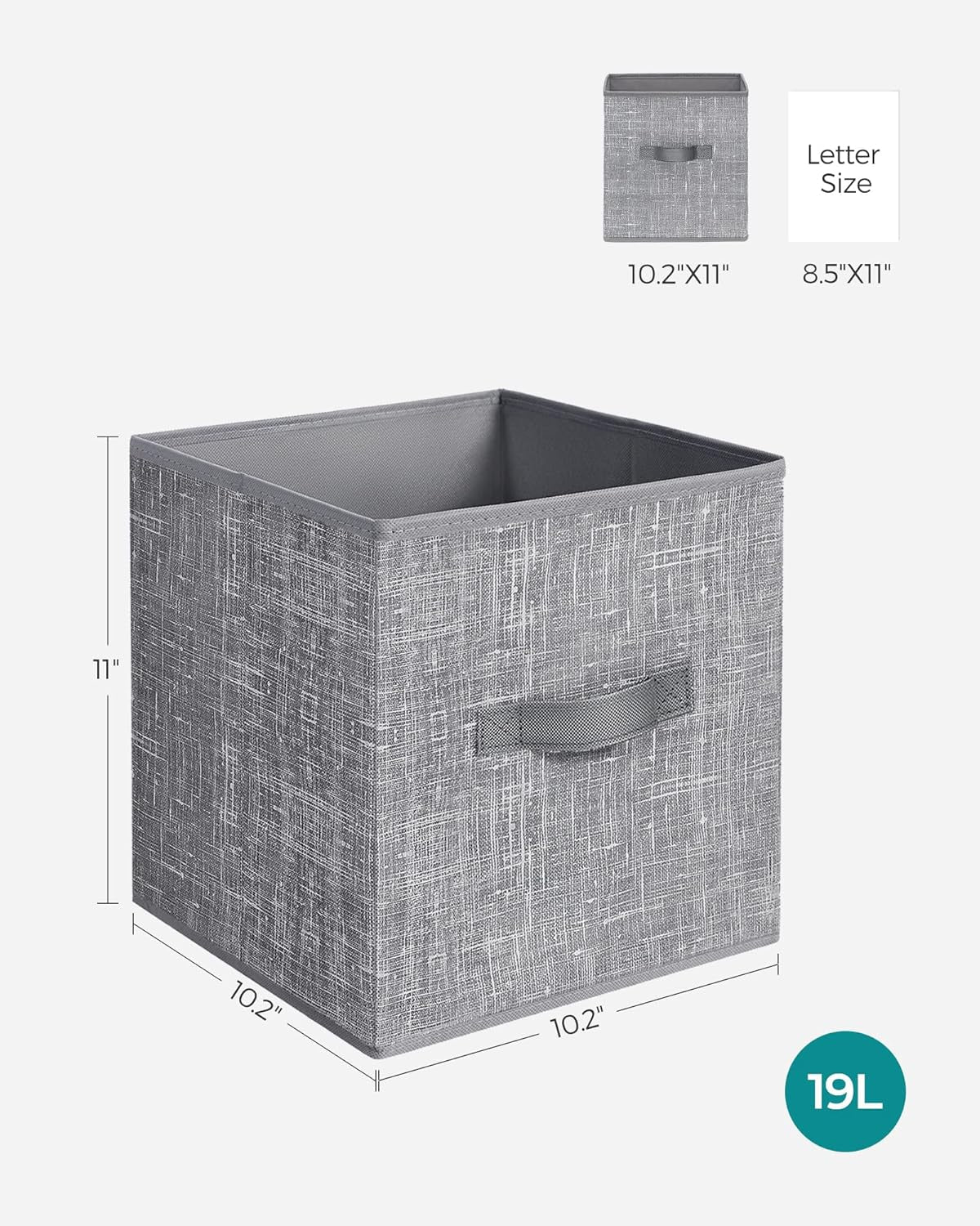 Storage Cubes, 11-Inch Non-Woven Fabric Bins with Double Handles, Set of 6, Closet Organizers for Shelves, Foldable, for Clothes, Cattail Gray UROB26LG