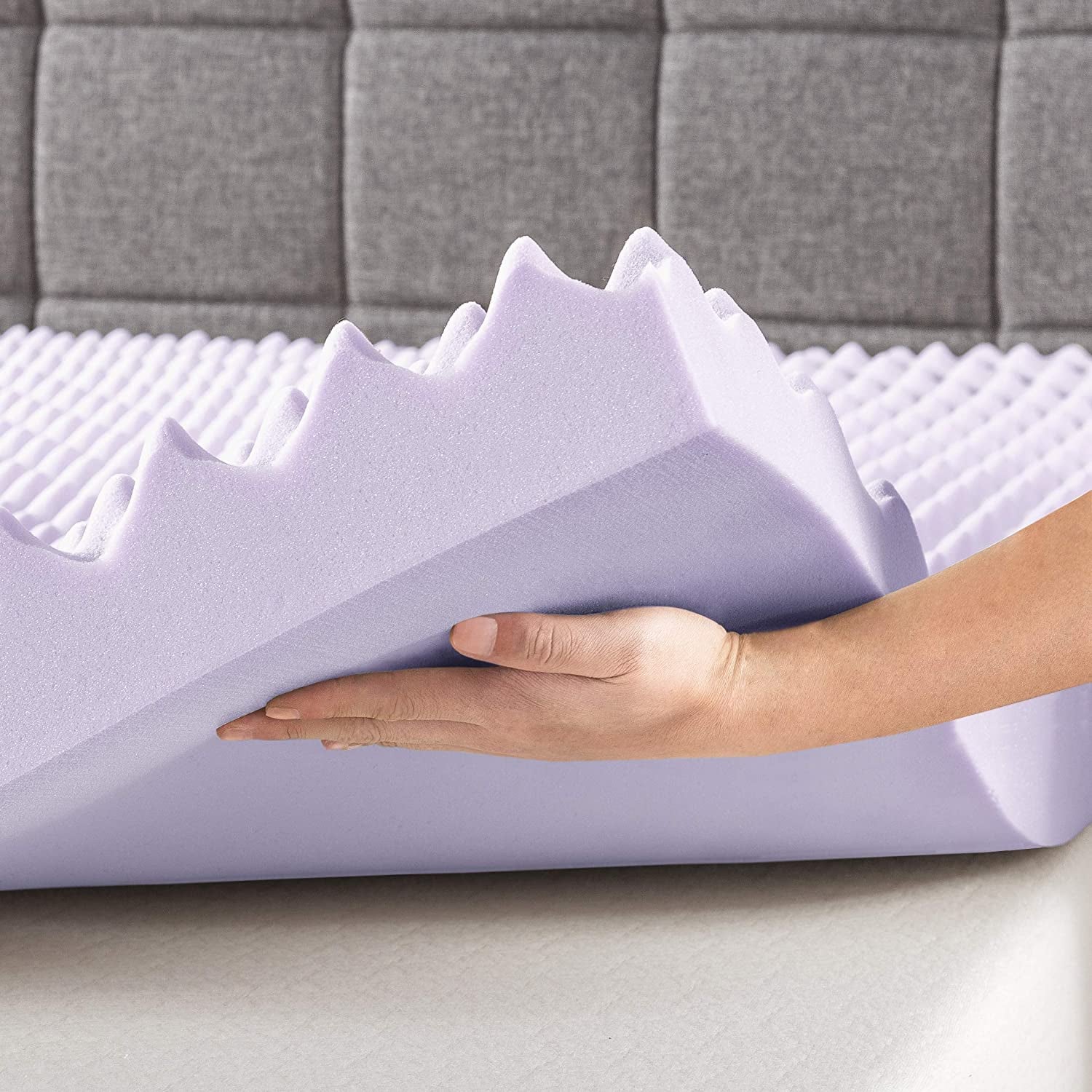 3 Inch Egg Crate Memory Foam Mattress Topper with Soothing Lavender Infusion, Certipur-Us Certified, Dorm Essentials, Twin