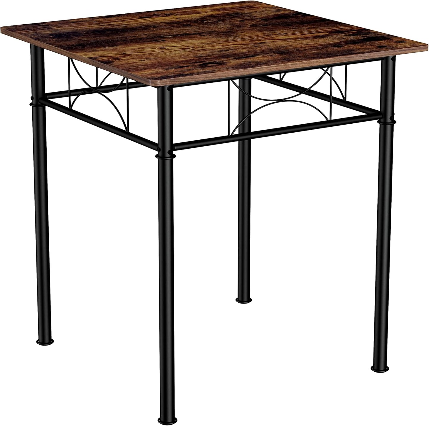 3-Piece Kitchen Dining Room Table Set for Small Spaces，Iron Wood Square Table with 2 Chairs for Kitchen Dining Room Furniture