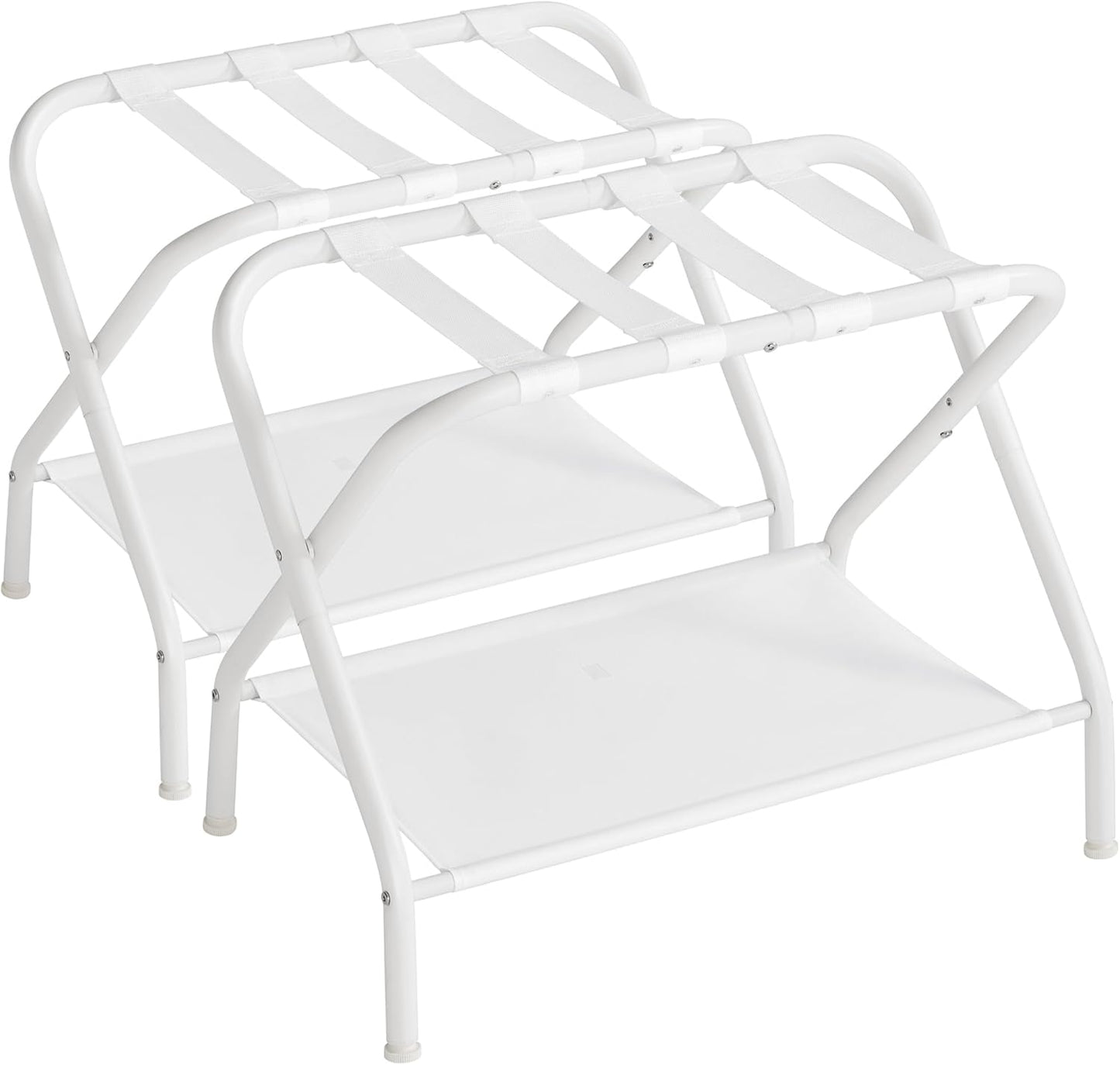 Luggage Racks, Set of 2, Suitcase Stand with Fabric Storage Shelf, for Guest Room, Bedroom, Hotel, Foldable, Holds up to 110 Lb, 27.2 X 15 X 20.5 Inches, Slate Gray URLR002G02