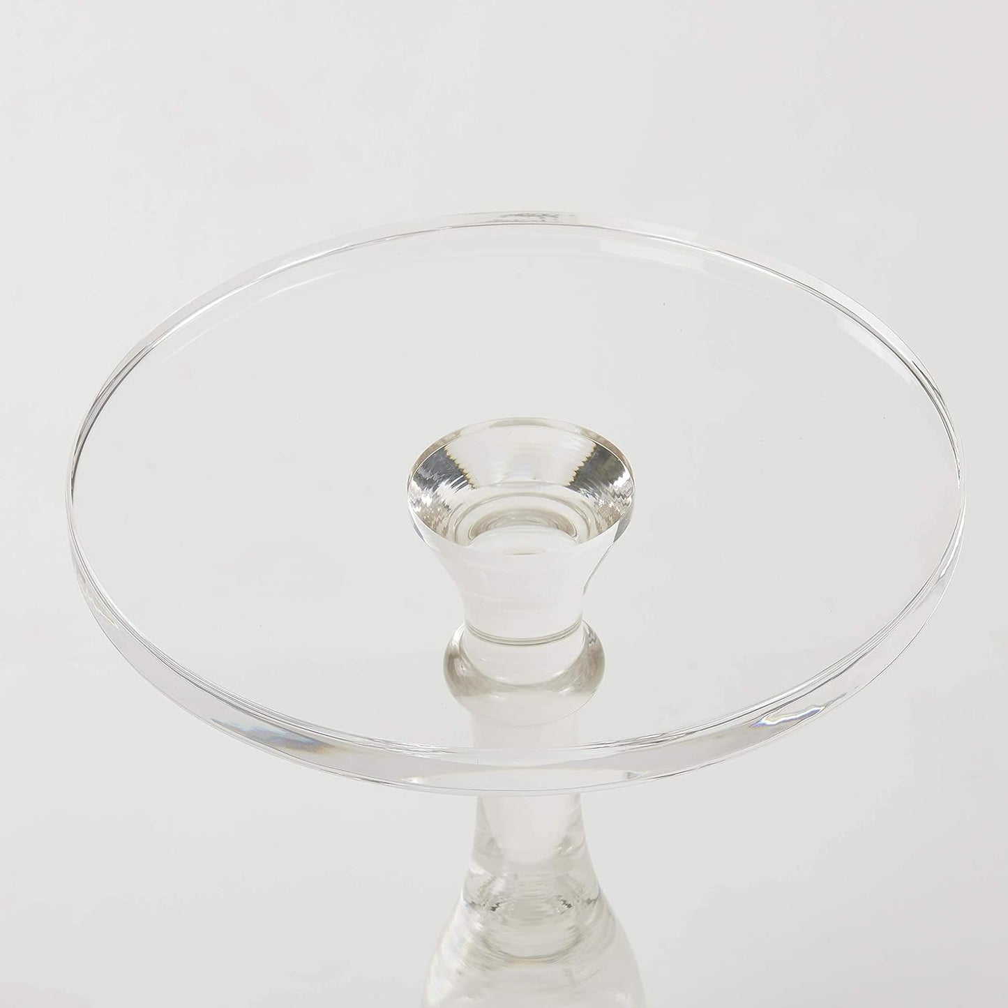 Acrylic End Table,Acrylic Side Table,Modern Nightstand with Clear Small round Top and Solid Post for Living Room,Bedroom and Lobby 13.5X13.5X19.5 High Inches