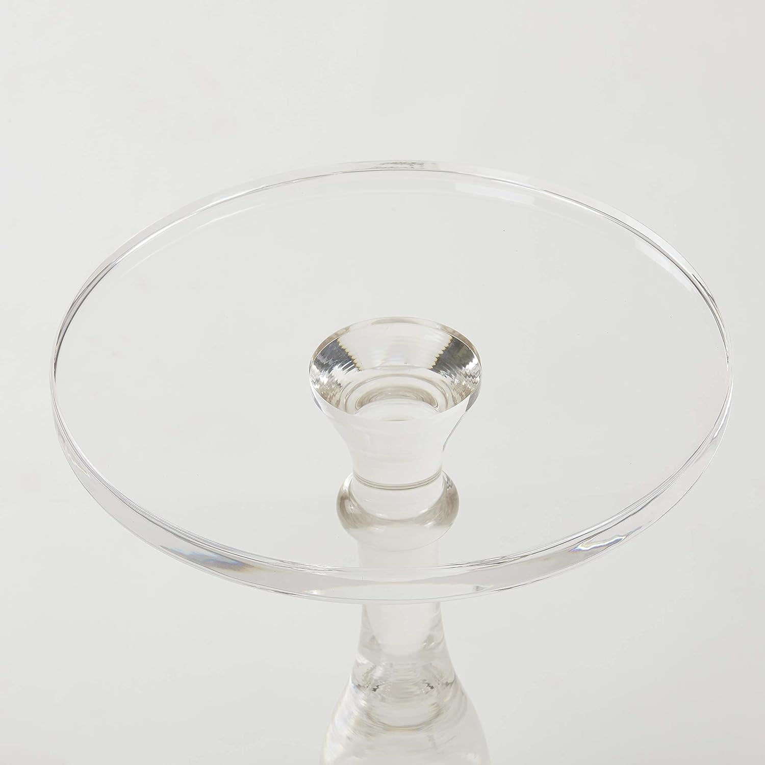 Acrylic End Table,Acrylic Side Table,Modern Nightstand with Clear Small round Top and Solid Post for Living Room,Bedroom and Lobby 13.5X13.5X19.5 High Inches