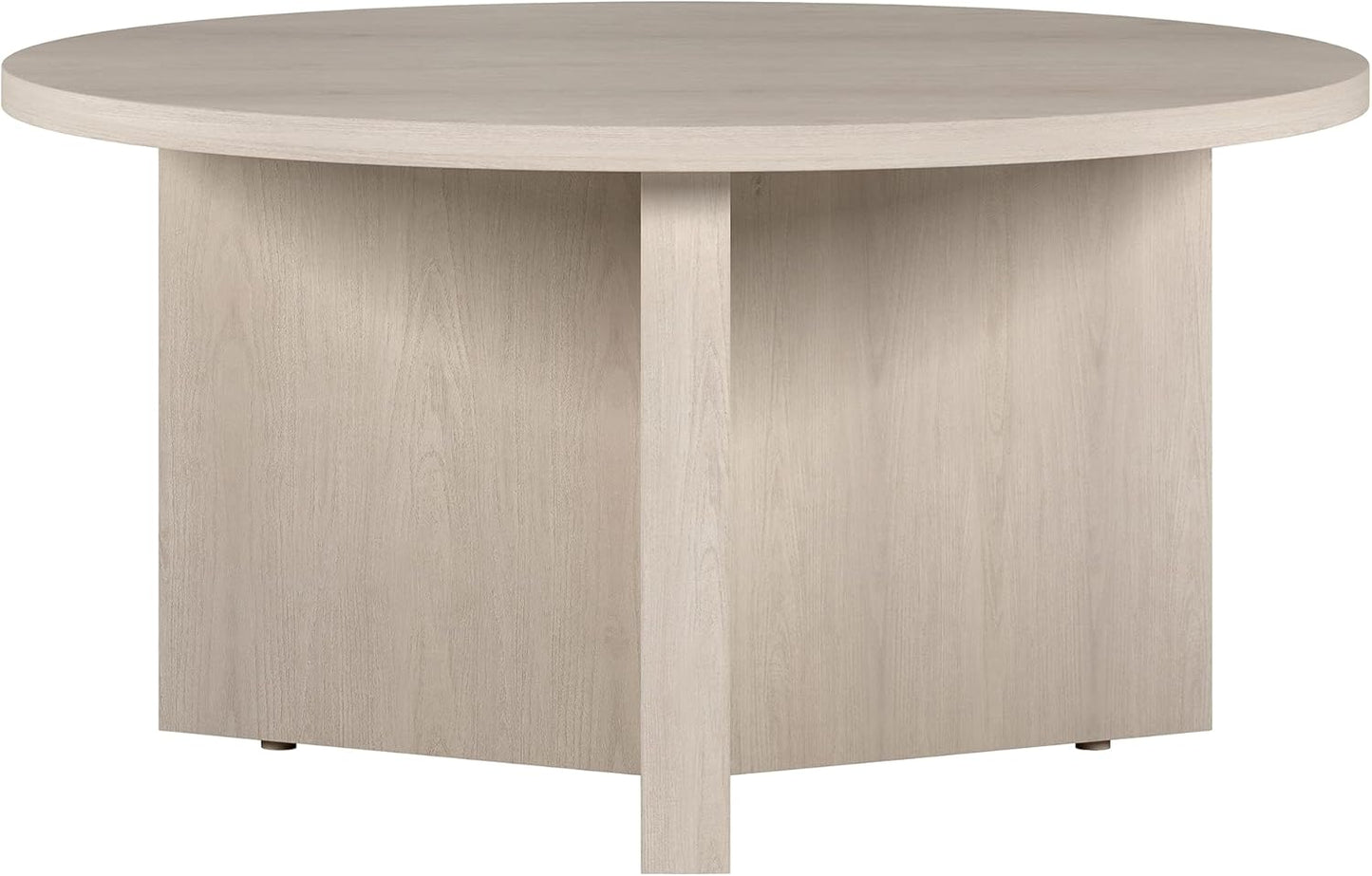 32" round Wood Pedestal Coffee Table for Living Room, Family Room, Office, or Apartment, Alder White