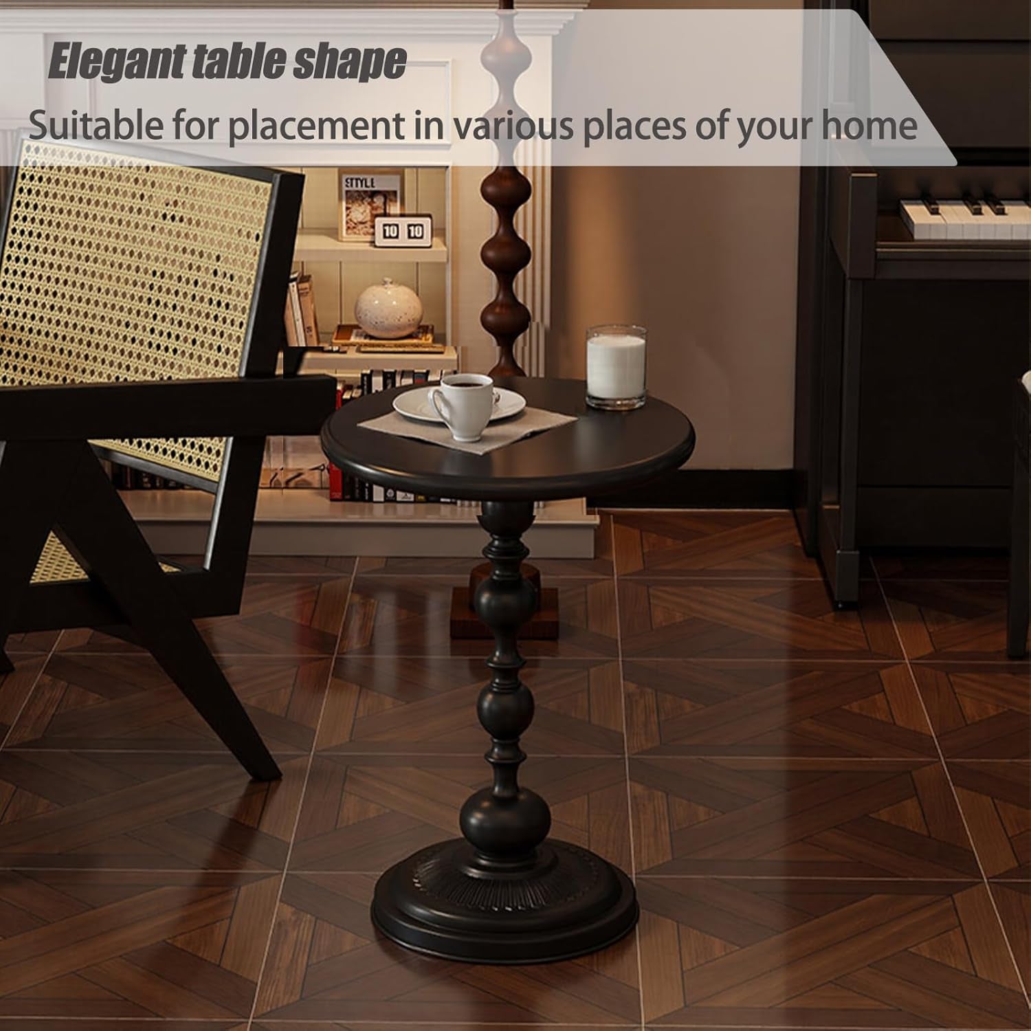 Pedestal Metal round Side Table, Sofa Table, Small TV Tray Table for the Sofa in the Living Room and Bedroom, Bed, Chair, Mini Coffee Table, Headboard Table, 20.47 (H) *13.77 (W)