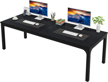 2-Person Home Office Desk, 78.7" Extra Long Modern Desk, Double Workstation for Home Office, Work Desk for Two People (Walnut)