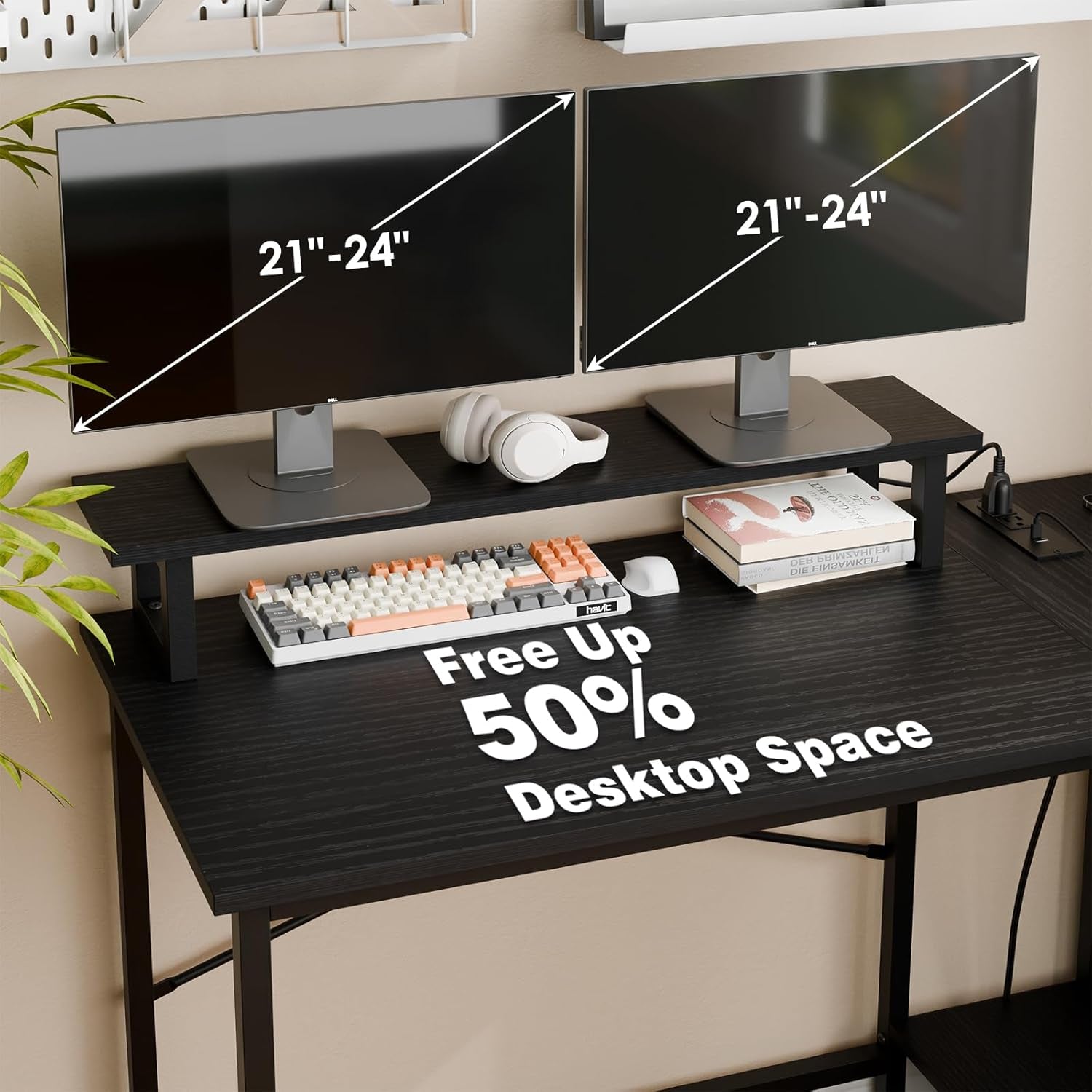 Gaming Desk for Bedroom L Shaped Small Corner Computer Desk with Power Outlets and LED Lights, PC Desk, Home Office Desks with Drawer, Writing Desk Study Desk, Black