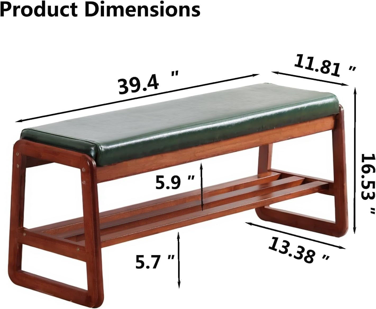 Shoe Rack Bench, Solid Wood Entryway Bench, Shoe Storage with Cushion Seat for Entry, Hallway (Beige-21.65")