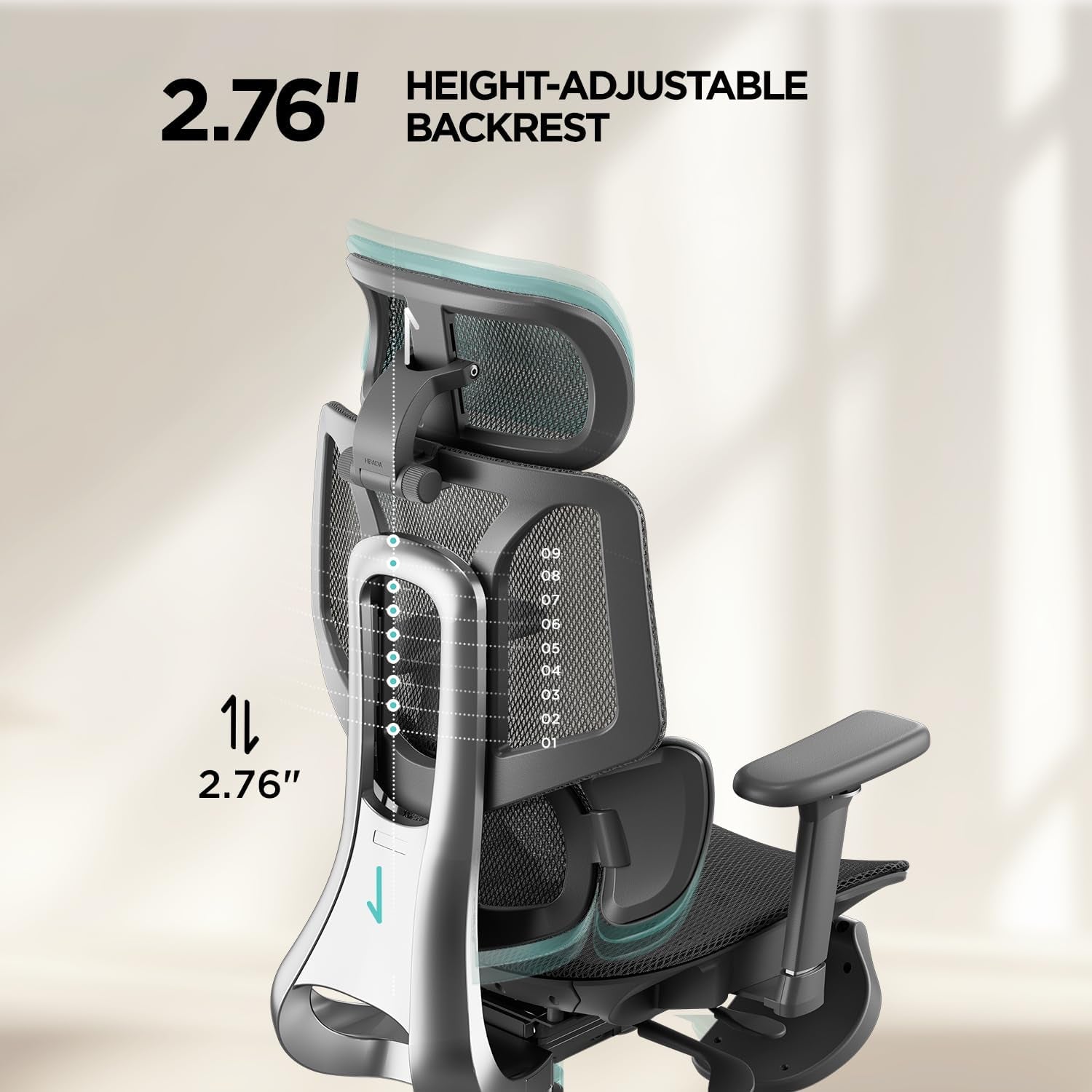 E3 Air Ergonomic Office Chair, Big and Tall Office Chair - with 3-Zone Dynamic Lumbar Support, 3D Adjustable Headrest, 3D Adjustable Armrests, Swivel, Black(No Footrest)
