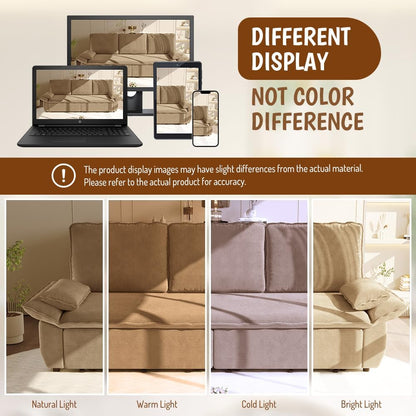 94.5" Pull Out Couch King Size, Futon Sofa Bed, 3-In-1 Convertible Sleeper Sofa Bed with Cushion Armrest, Modern Corduroy Loveseat Couches for Living Room, Small Space, Apartment, Camel