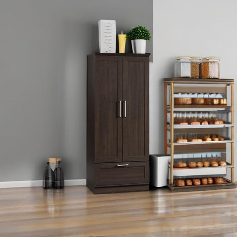 Homeplus Wardrobe/Pantry Cabinets, L: 28.98" X W: 20.95" X H: 71.18", Dakota Oak