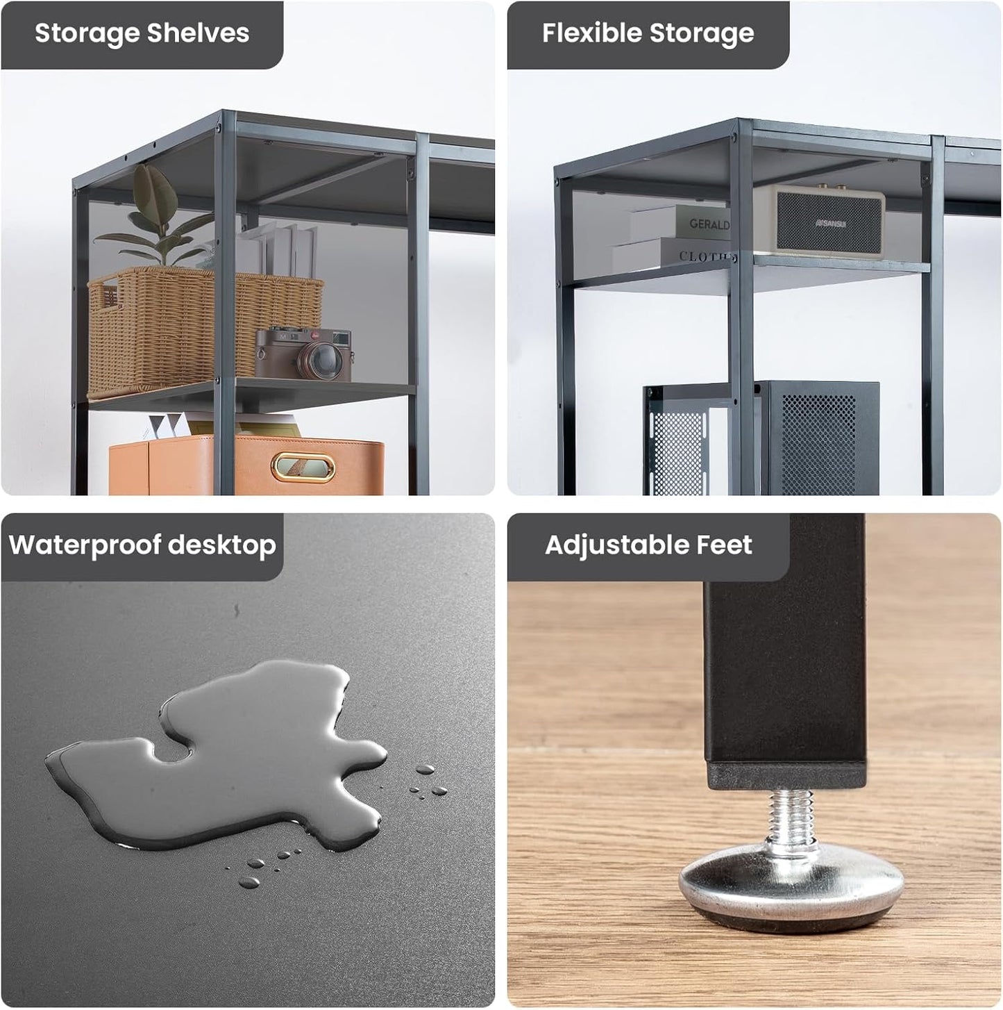 47-Inch Computer Desk with Storage Shelf - Your Ideal Black Gaming Desk for Bedrooms, Small Spaces, and Home Offices. This Modern Writing Desk Is Perfectly Suited for Pcs.