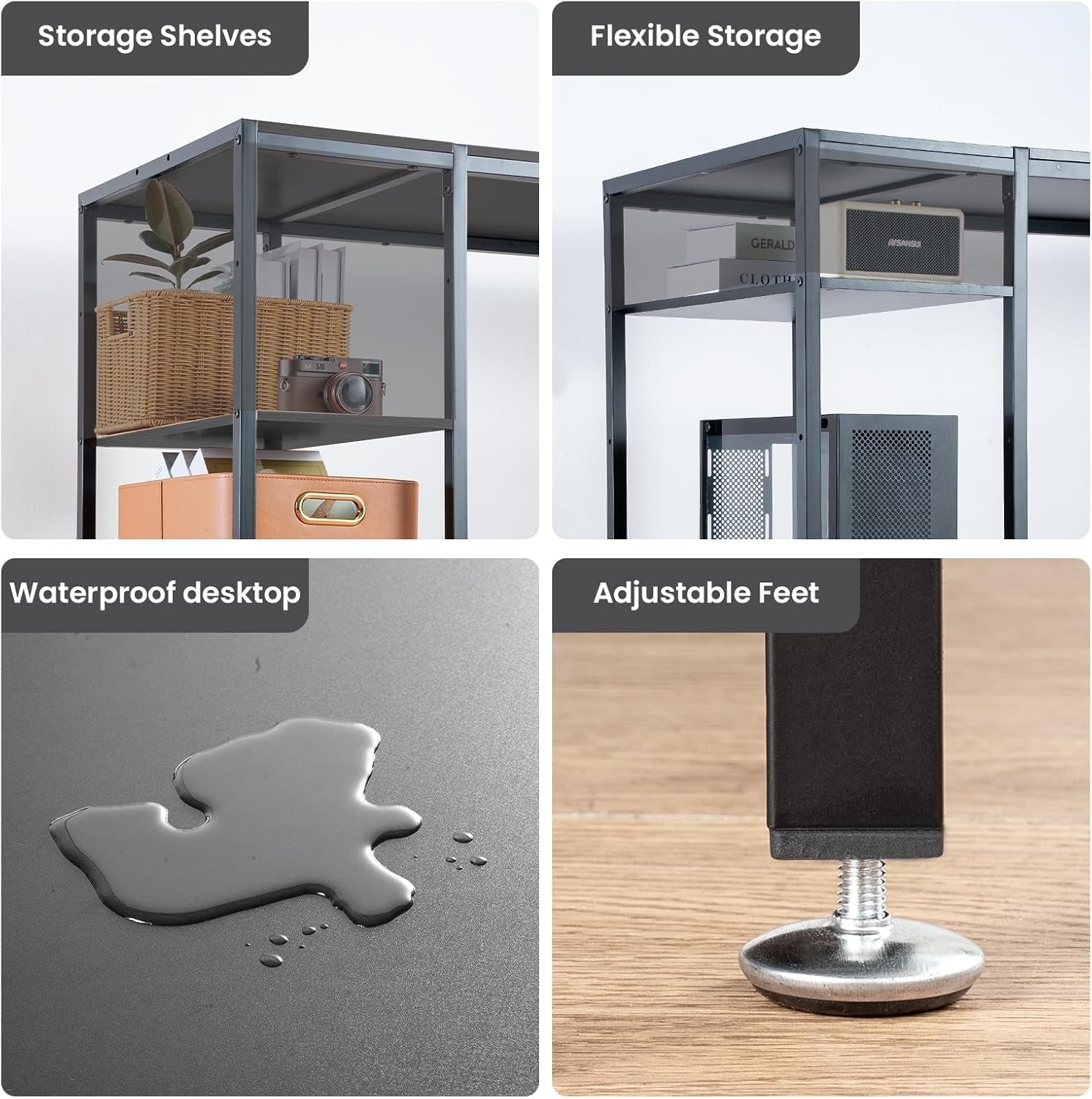 47-Inch Computer Desk with Storage Shelf - Your Ideal Black Gaming Desk for Bedrooms, Small Spaces, and Home Offices. This Modern Writing Desk Is Perfectly Suited for Pcs.