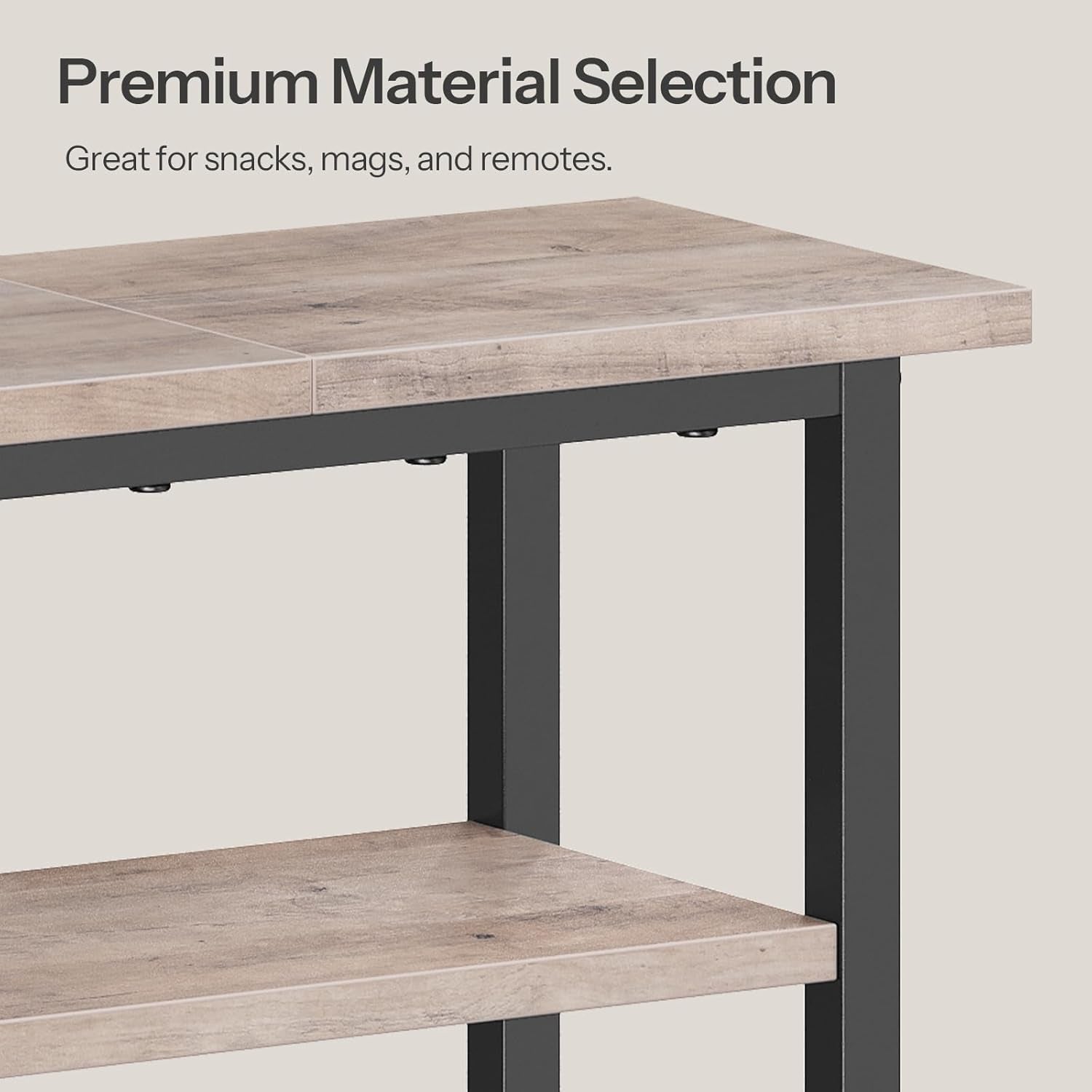 Narrow Side Table with Charging Station and LED Light, Small End Table with Storage, Skinny Nightstand with USB Port, Slim Bedside Table for Small Spaces, Living Room, Greige BG242UDBZ01