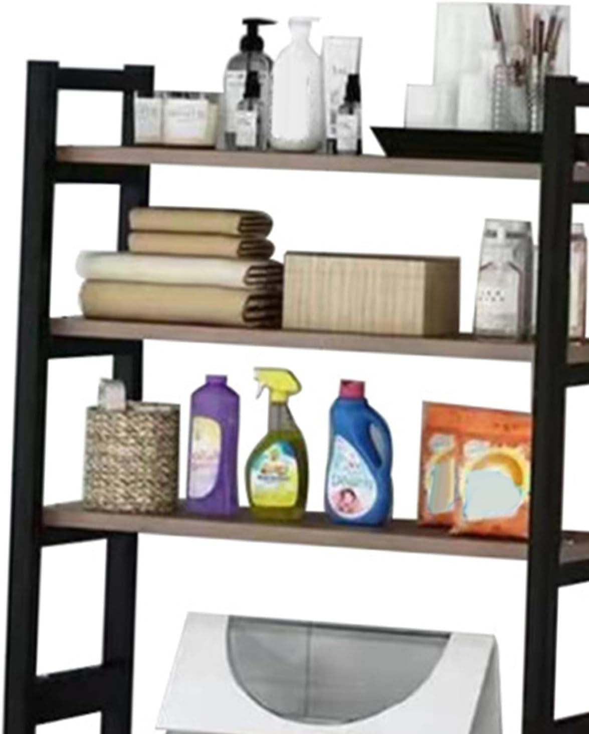 Over-The-Toilet Storage Rack, 3-Tier Space Saver Bathroom Storage Rack over Toilet, Freestanding Organizer Shelf for Towels Toiletries and Supplies Rust-Resistant, 27" X 12" X 71" Black