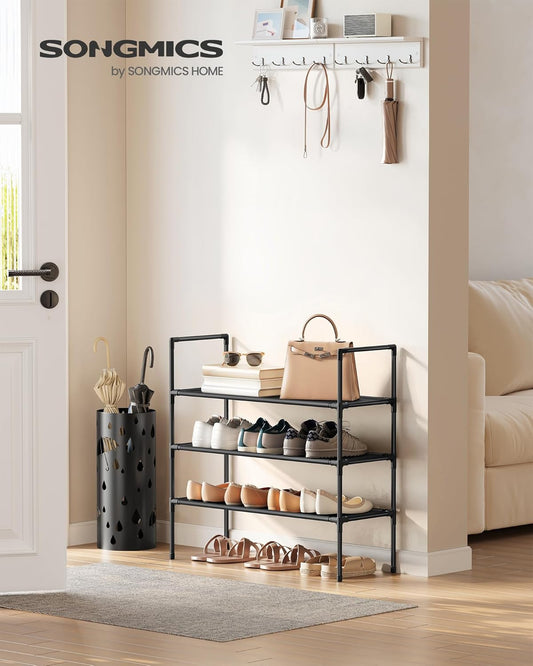 3-Tier Shoe Rack, Shoe Storage for Hallway Closet, Slim and Space-Saving, Metal Frame, Non-Woven Fabric Shelves, Black ULSH043BH01