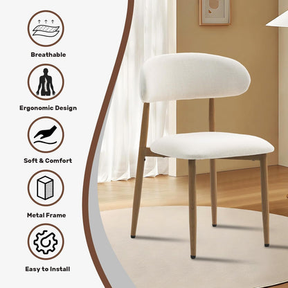 Dining Chairs Set of 4, Metal Kitchen Chairs with Modern Fabric Upholstered for Dining Room, Beige