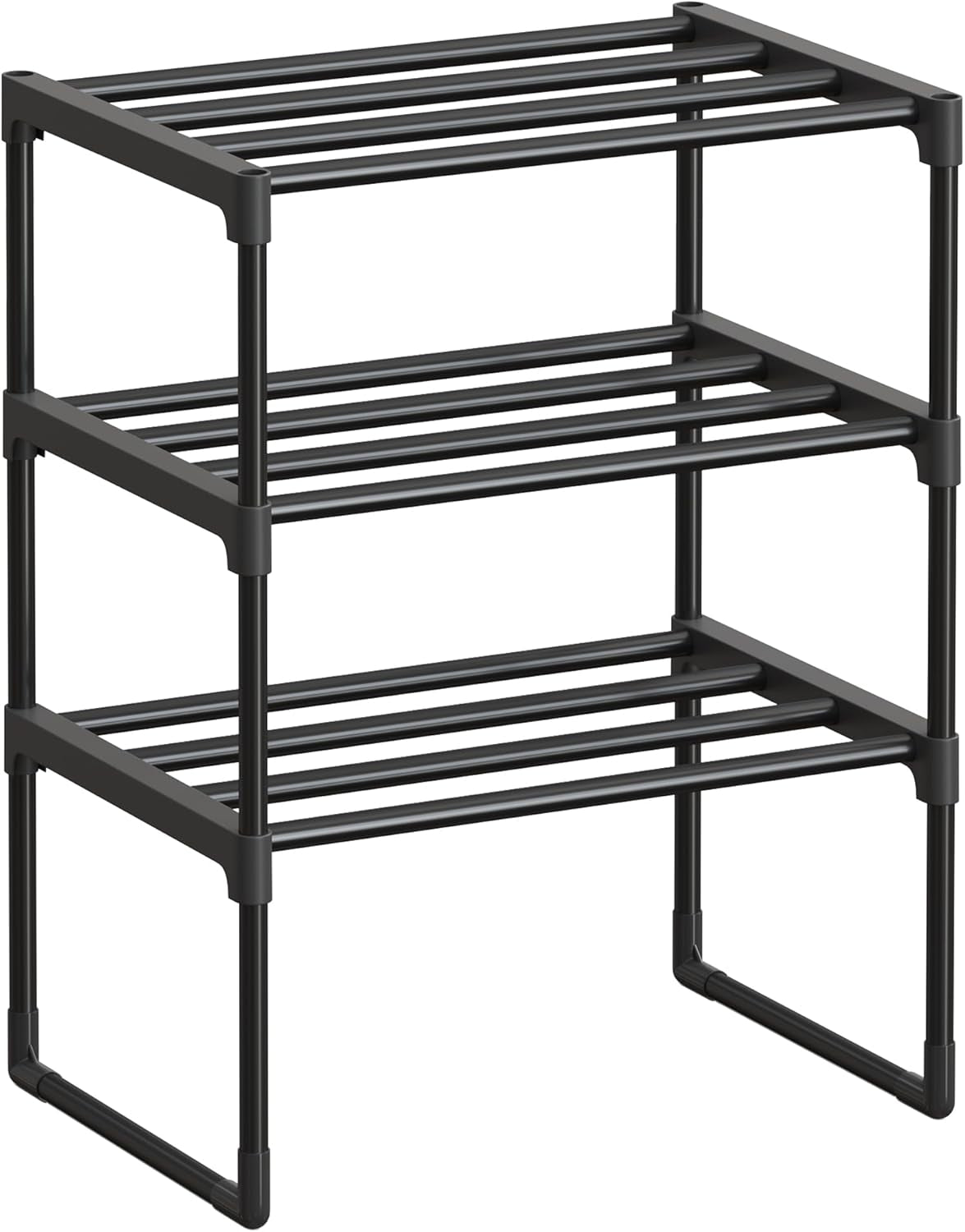 Shoe Rack, 2-Tier Shoe Organizer, Metal Storage Shelf, Upright or Upside Down, for 6-9 Pairs, Stackable, for Entryway, 11.8 X 26.8 X 13.2 Inches, Black ULSA202B01