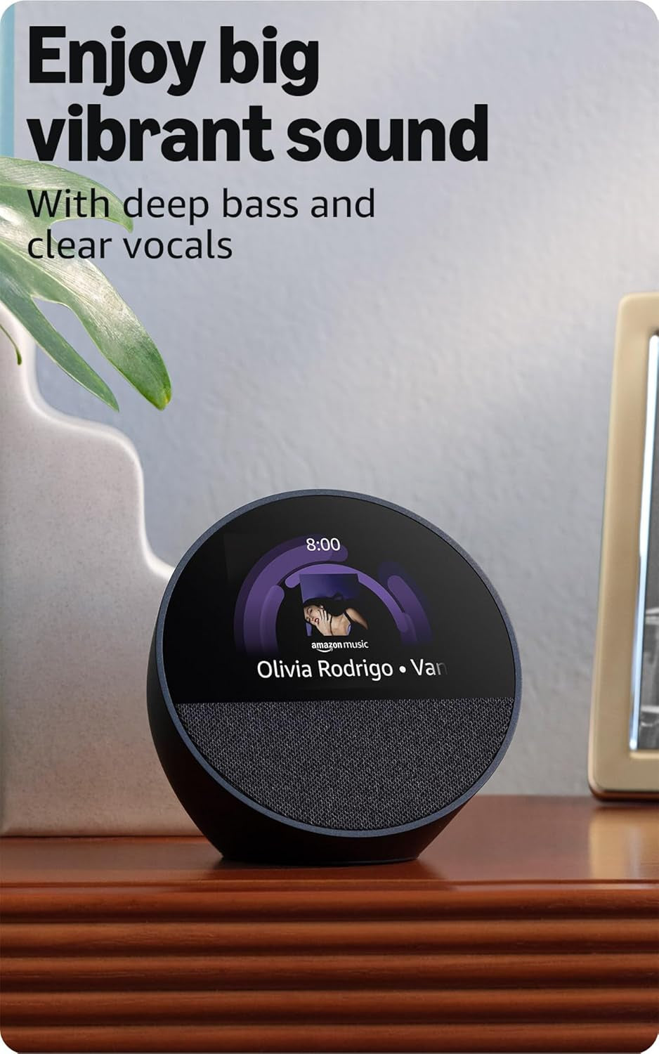 Echo Spot (Newest Model), Great for Nightstands, Offices and Kitchens, Smart Alarm Clock with Alexa, Black