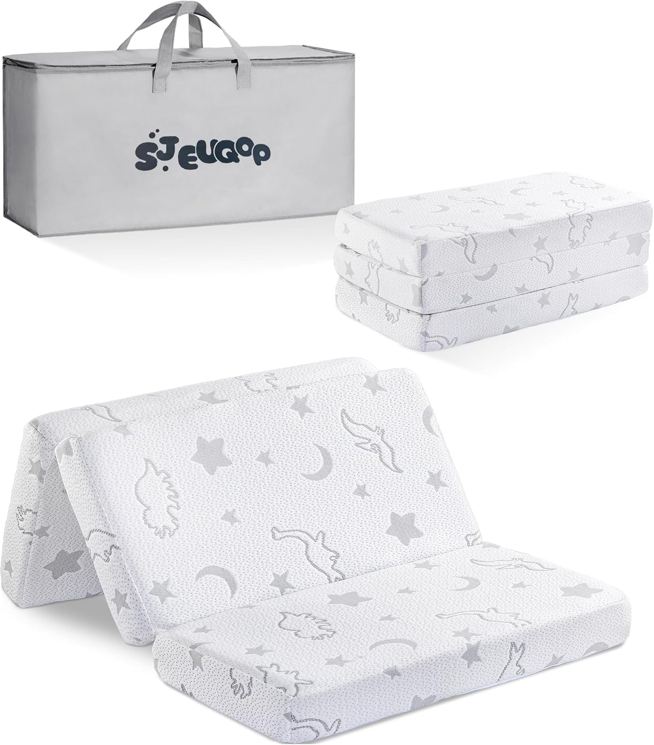 Trifold Pack and Play Mattress 38"X26", Pack N Play Mattresses with Dual Sided Soft & Firm Memory Foam Foldable Portable Crib Baby Mattress with Washable Cover and Carry Bag