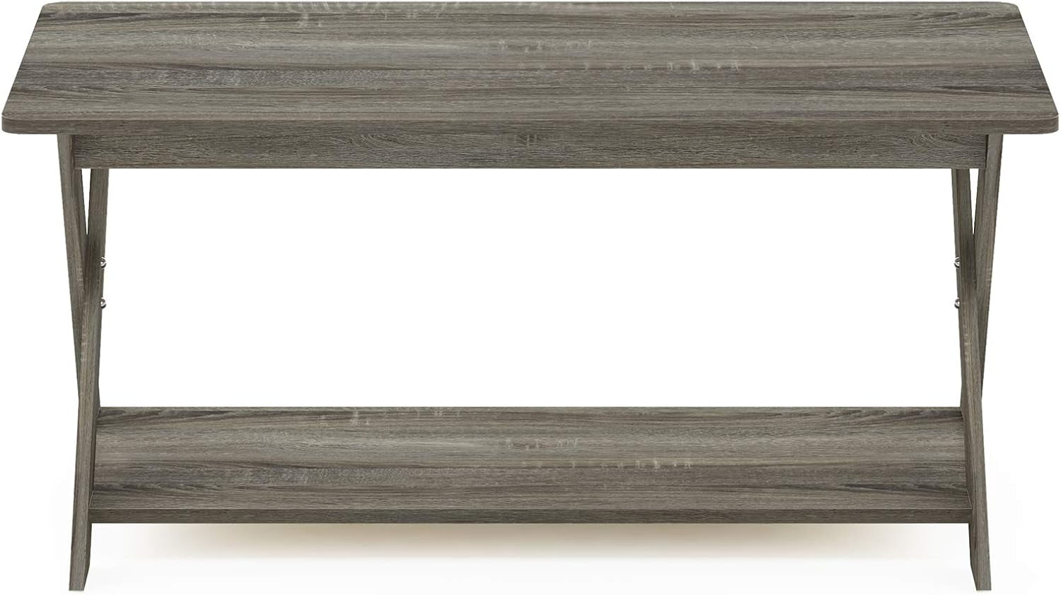 Modern Simplistic Criss-Crossed Coffee Table, 35.4 in X 19.6 in X 16 In, French Oak Grey