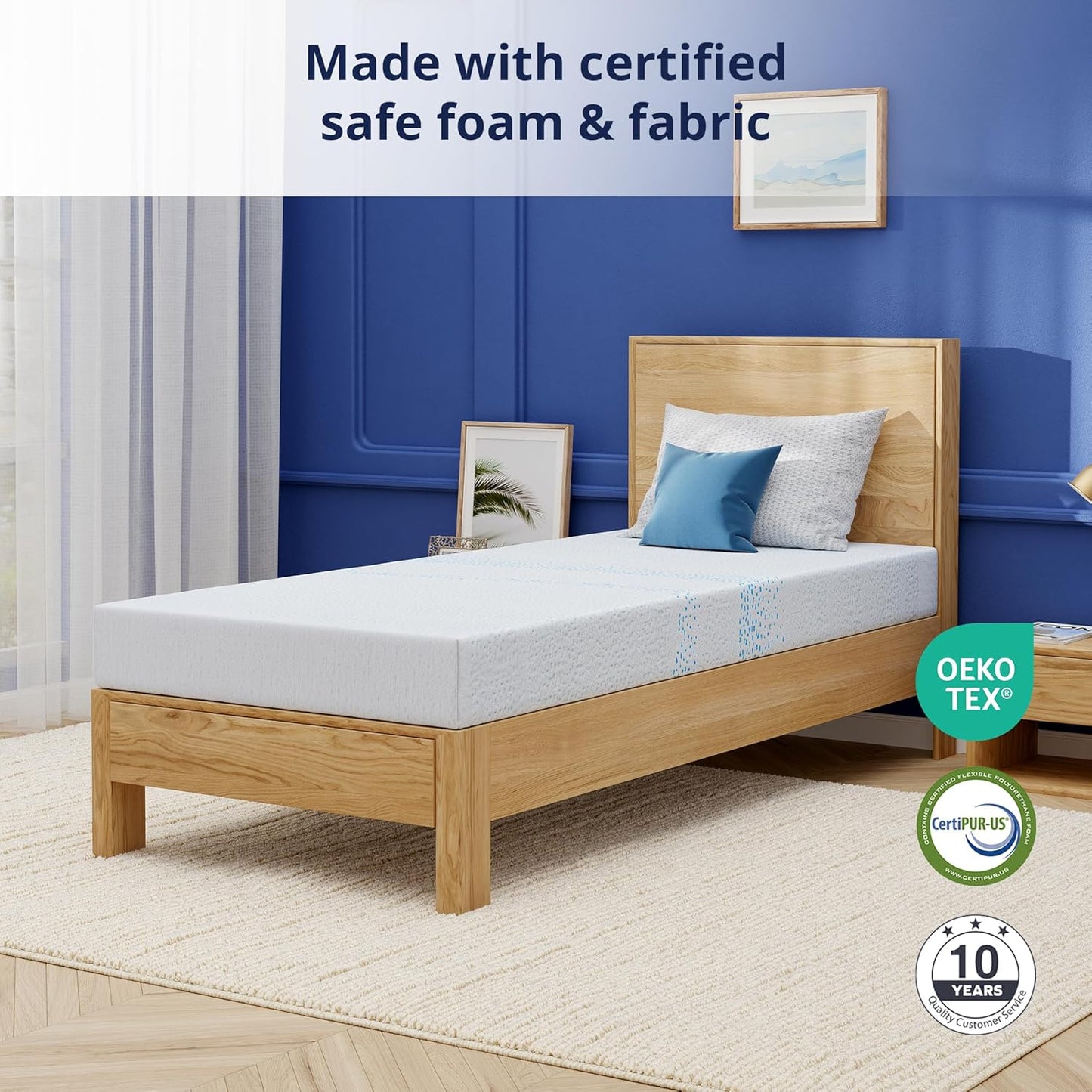 6 Inch Twin Mattress for Kids, Gel Memory Foam with Charcoal, Fiberglass Free, Certipur-Us Certified, Temperature-Regulating, Washable Cover, Medium Firm, Bed in a Box, 75"X38"X6"
